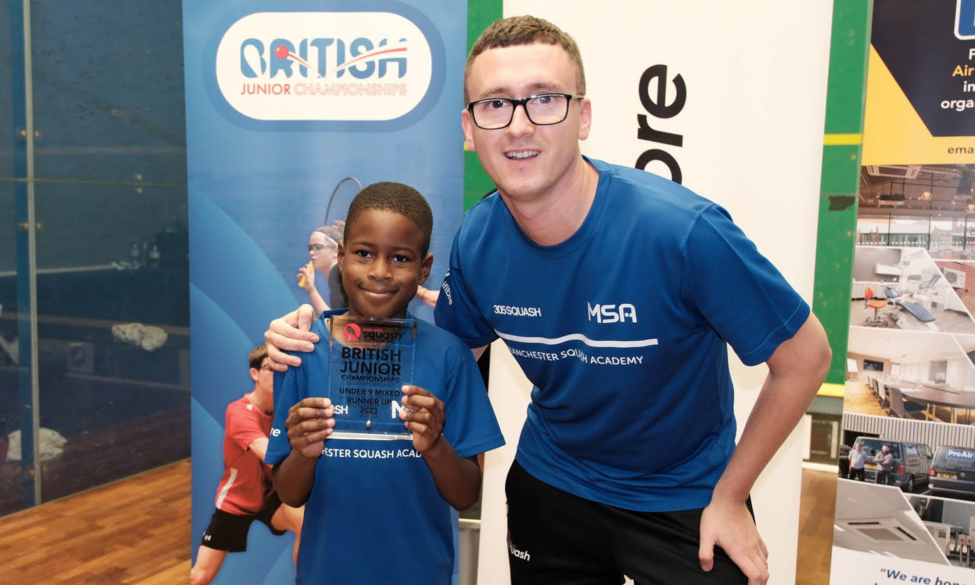 Mitaire with his coach Tom at the British Junior Championships 2023